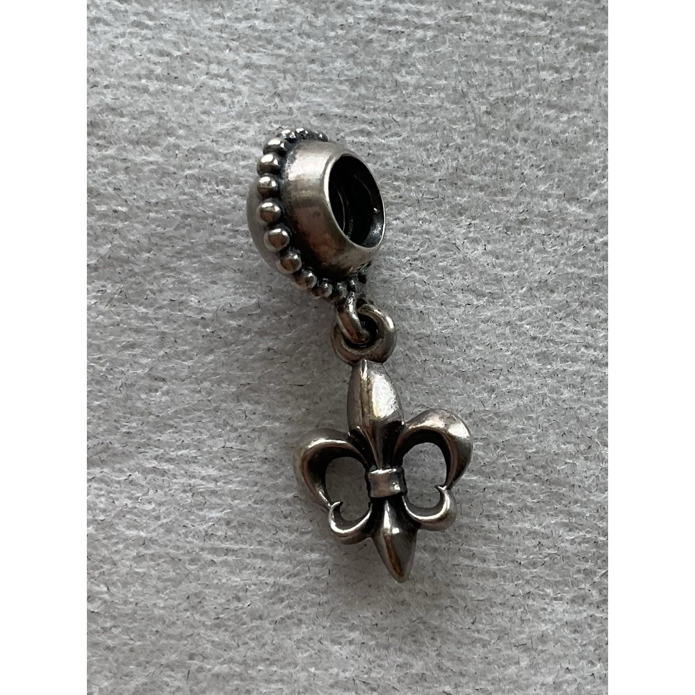 retired sterling silver Pandora Fleur de Lis dangle charm ALE 925